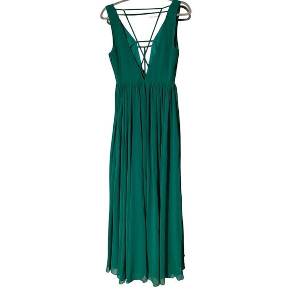 Fame & Partners - Anthropologie -Elegant GREEN Sleeveless Gown Dress Sz 2 - Picture 3 of 4
